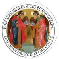 Parish seal: icon of the Holy Archangels Michael and Gabriel, ringed by the words “Holy Archangels Michael and Gabriel Romanian Orthodox Church P.S.”